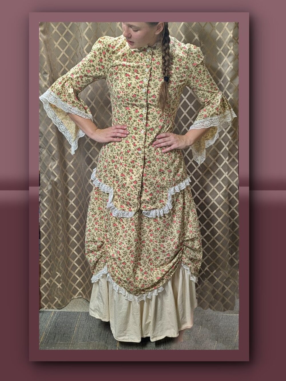 Frontier Classics Victorian Bustle Dress S Floral Prairie Old West Reenactment